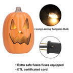 Witchwood™ 16in Pre-lit Halloween Pumpkin Jack O' Lantern with Bulbs for Porch, Front Door, Fireplace, Outdoor Decor
