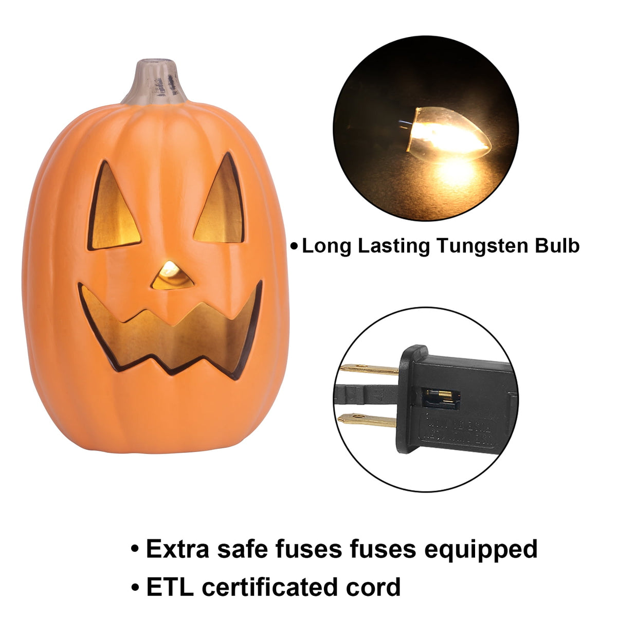Witchwood™ 16in Pre-lit Halloween Pumpkin Jack O' Lantern with Bulbs for Porch, Front Door, Fireplace, Outdoor Decor