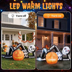 Witchwood™ 7' Halloween Inflatables Skeleton Outdoor Halloween Decoration Reclining Skeleton with Pumpkin,Built-In LED Lights
