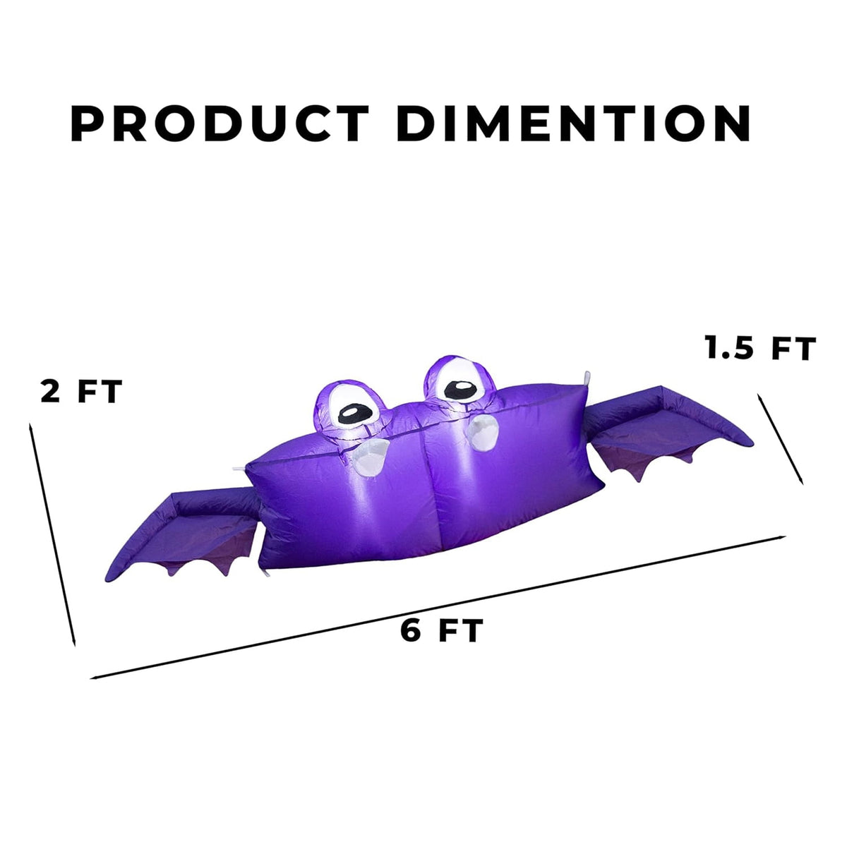 Witchwood™ Zone Tech 6 FT Inflatable Bat Car Trunk Decor with Built-in LEDs, Blow Up Decoration for Halloween (1-Pack)