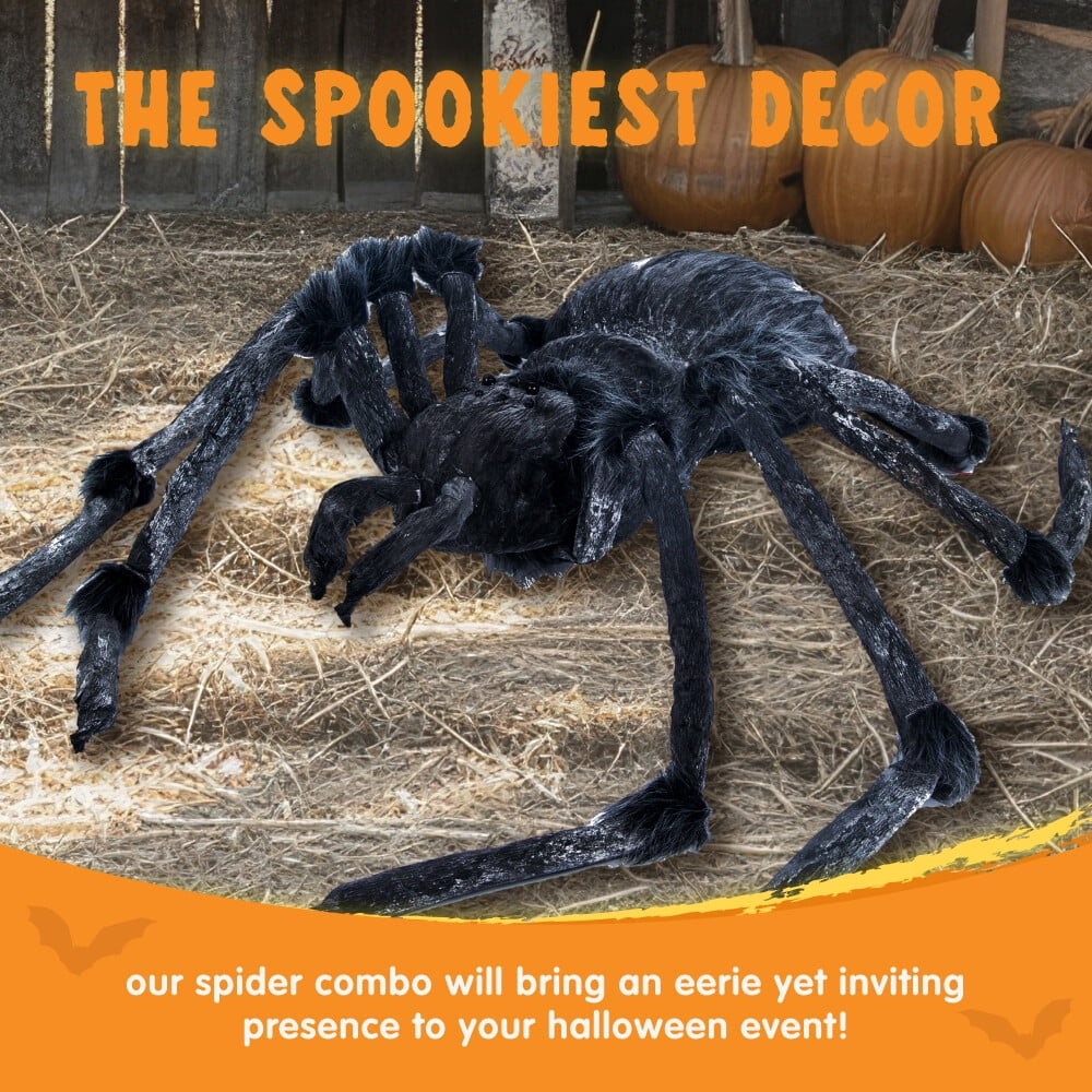 Witchwood™ 45inch Giant Spider Halloween Decorations,Scary Spider Halloween Outdoor Party Decorations Props Halloween Yard Decorations,Black