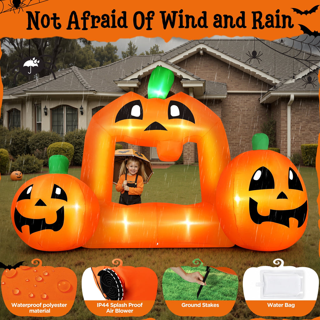 Witchwood™ (2 pack) 8.5FT Halloween Inflatable,Pumpkin Photo with Lights for Party Yard Decorations