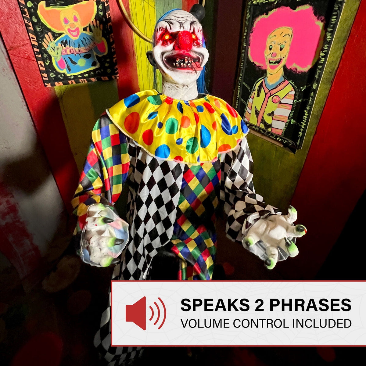 Witchwood™ 5.9 ft Voice & Sound-Sensor Clown on Tricycle Halloween Animatronic, HHTRIBKCLOWN-1FLSA