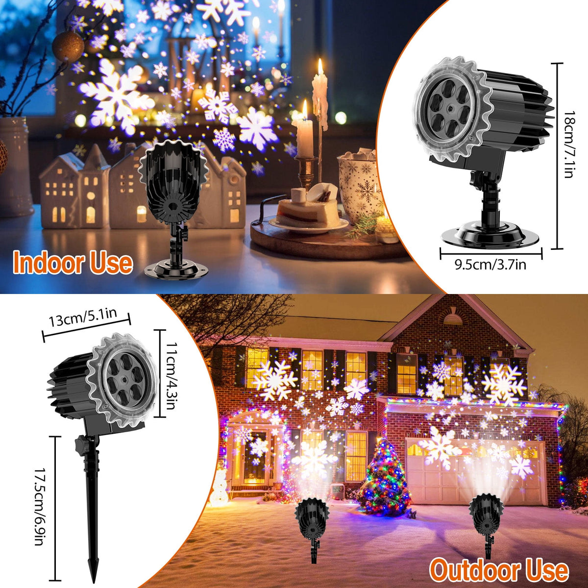 Witchwood™ Outdoor high brightness snowflake projection light, holiday decoration ambient light, Christmas Halloween laser light, light show, waterproof function, indoor home, Christmas, wedding Mother's Day