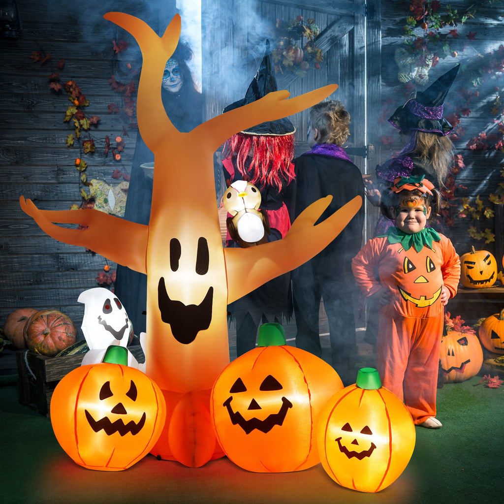 Witchwood™ 8FT Halloween Inflatables Dead Tree,Outdoor Halloween Decorations with Built-in LED Lights,Halloween Blow Up Yard Decorations with Pumpkin,Ghost,and Owl