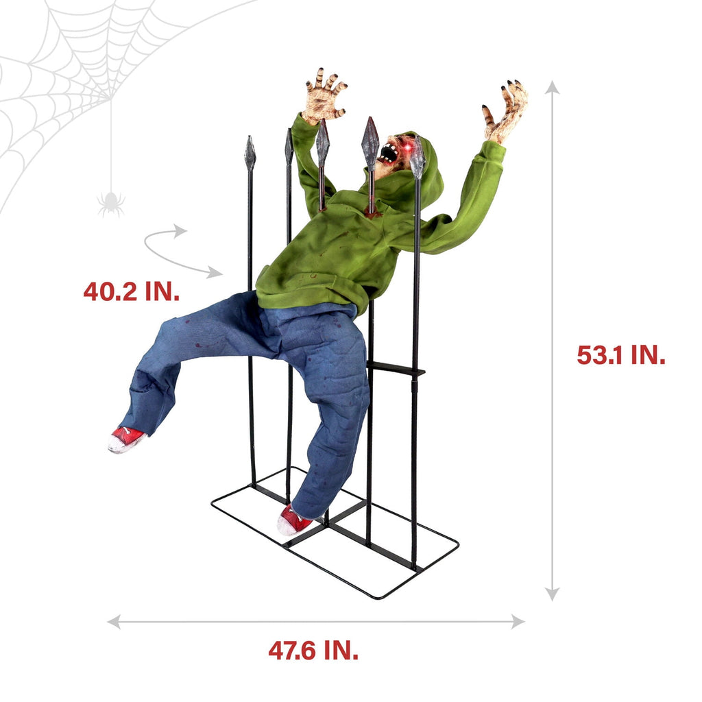 Witchwood™ 4.4 ft Voice-Sensor Impaled Zombie Halloween Animatronic, HHIMPZOMB-1FLSA