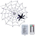 Witchwood™ Halloween Spider Web Light LED and a 5in Spider, 3.28ft Spider Web Light Decorations 70 LED Lighted, Indoor Outdoor House Yard Garden Scary Halloween Window Light, Battery Operated, Purple