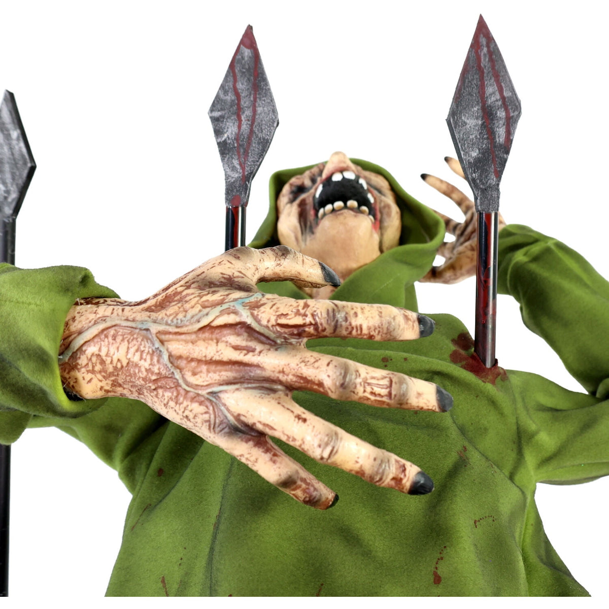 Witchwood™ 4.4 ft Voice-Sensor Impaled Zombie Halloween Animatronic, HHIMPZOMB-1FLSA