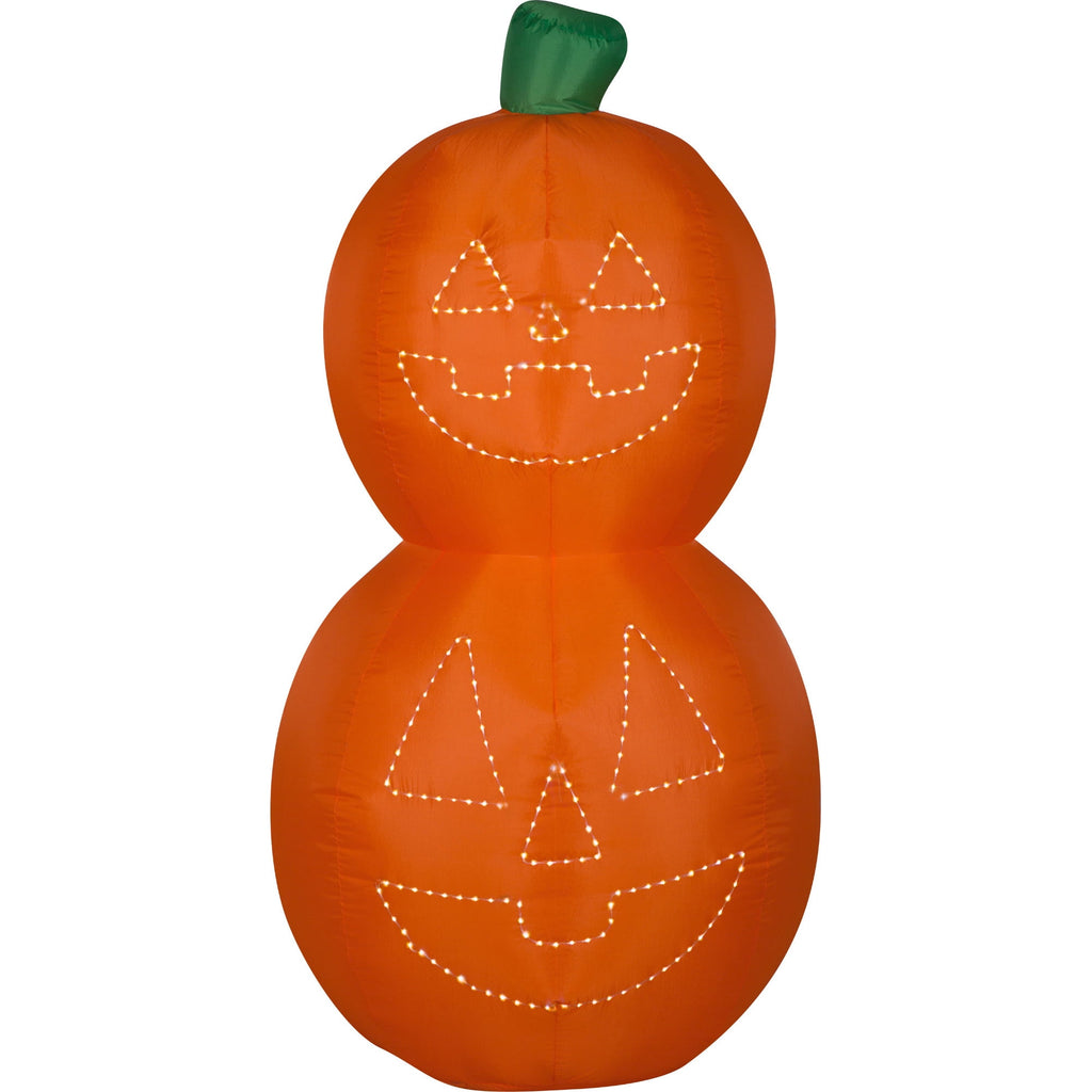Witchwood™ 5.5 ft. H Halloween Yard Inflatables Jack-O-Lantern Pumpkin Stack with White Micro Lights
