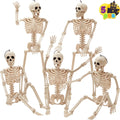 Witchwood™ 5 PCS Posable Halloween Skeleton Decor 16 Inches, Full Body Posable Joints Hanging Skeletons for Halloween Decorations, Graveyard Props, Haunted House Accessories, Spooky Scene Party Favors