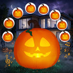 Witchwood™ 5 Ft Tall Halloween Inflatable Pumpkin,Blow Up Pumpkin with Projector Face and Music Lights,Outdoor Decorations for Yard,Garden,Lawn,Party