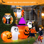 Witchwood™ 8ft Halloween Inflatable Pumpkins Outdoor Decor with Black Cat and Spectre,Built-in LED Lights,for Halloween Party,Yard,Garden,Lawn