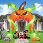 Witchwood™ 12FT Giant Halloween Pumpkin Arch Inflatable with LED Lights, Scary Blow-Up Decoration for Lawn, Garden, and Yard Holiday Party