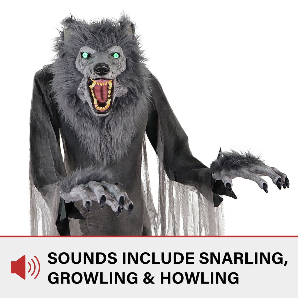 Witchwood™ 7 ft Tall Motion-Activated Towering Werewolf, Premium Halloween Animatronic, Plug-In, HHTWRWOLF-1FLSA