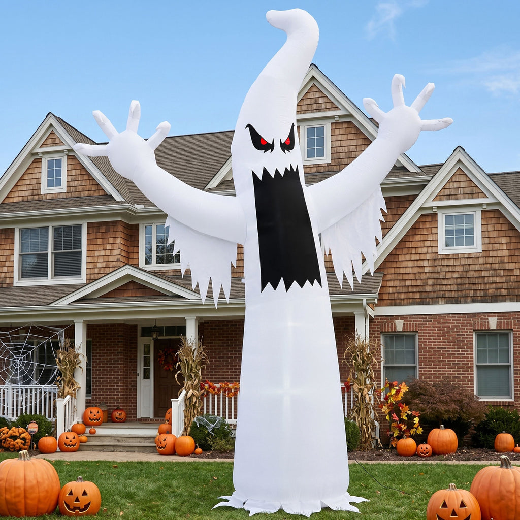 Witchwood™ 12 ft Halloween Inflatable Outdoor Ghost,Giant Ghost Blow Up Decor with Built-in LED Lights,inflatables with Build-in LEDs,Spooky Outdoor Decorations for Yard & Lawn