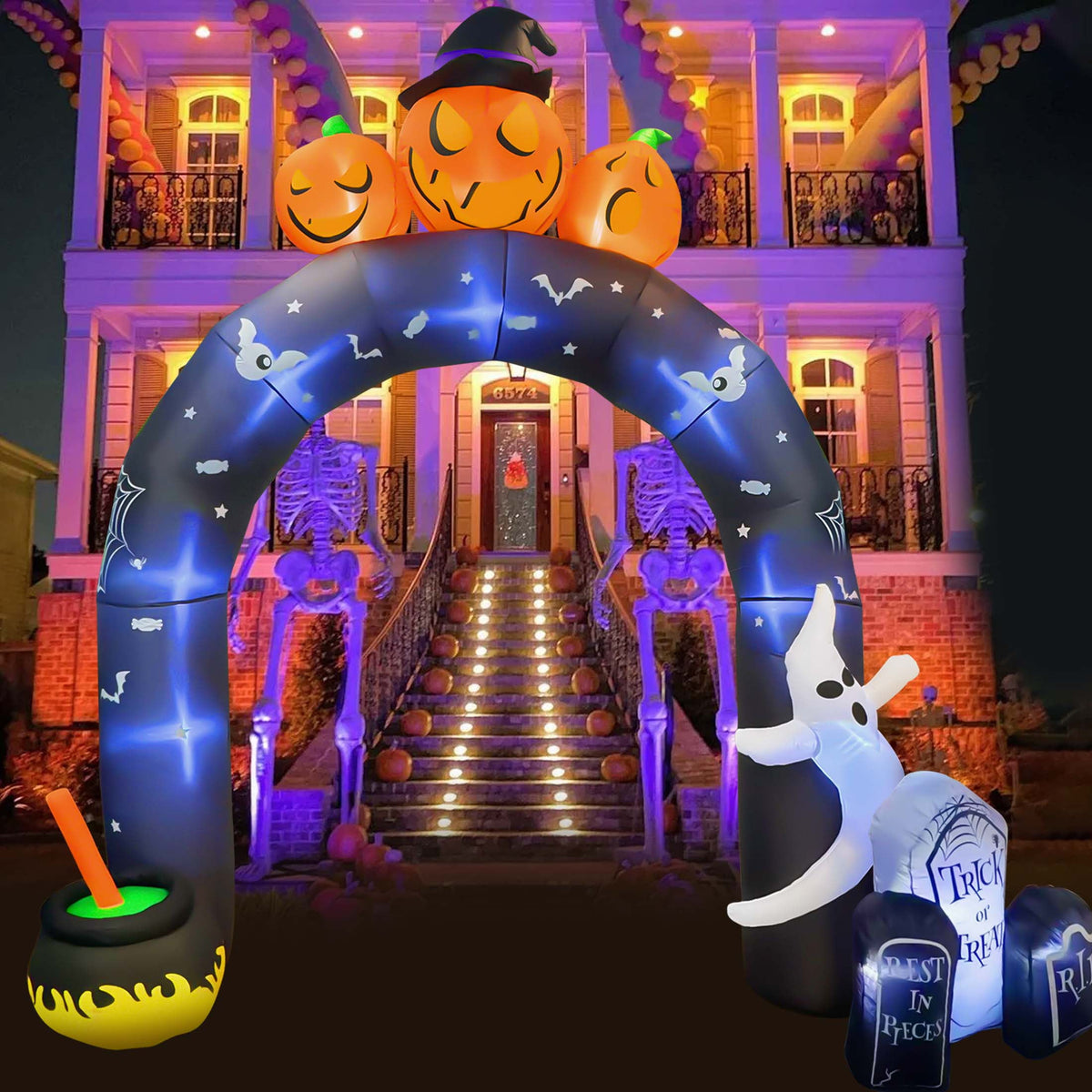 Witchwood™ 10 FT Halloween Inflatables Archway Outdoor Decorations, Scary Halloween Arch Blow Up Yard Decorations for Front Yard Lawn Garden Decor