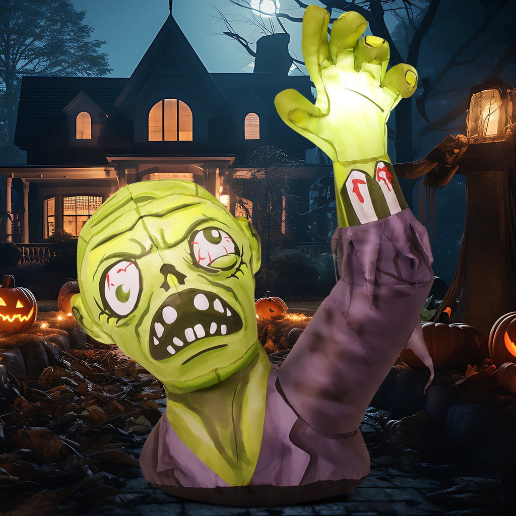 Witchwood™ Halloween Inflatable 5 FT Zombie Inflatable Shaking Hands, Zombie Inflatable Halloween Decorations Scary Halloween Blow Ups with LED Lights, Halloween Inflatables Clearance for Holiday/Party