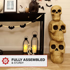 Witchwood™ 37" Skull Stack Statue with LED Eyes, Halloween Decor, HHMG036-1SKL-NAT