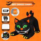 Witchwood™ COMIN 6 FT Animated Halloween Inflatables Black Cat Outdoor Decorations Blow Up Yard Large Cat with Moving Head and Built-in LEDs for Indoor Party Garden Lawn Decor