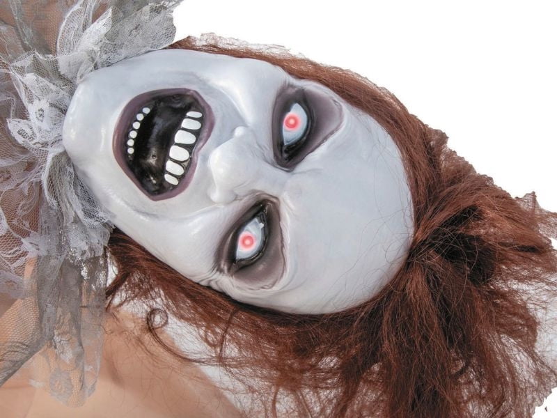 Witchwood™ 4 Ft. 3 1/4" Animated Life-Size Bent Backwards Creepy Lady Halloween Decoration