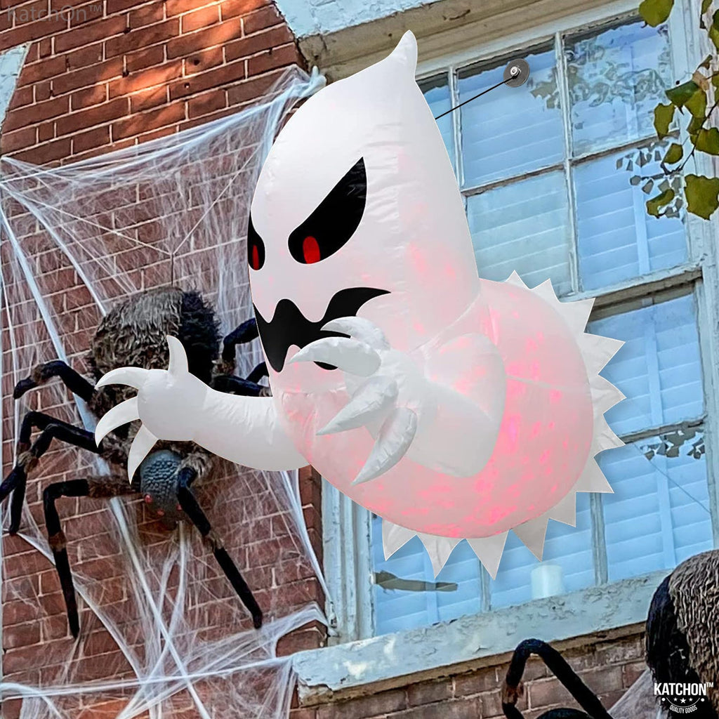 Witchwood™ 4.6 FT Halloween Inflatable Ghost Blow Up Ghost Broke Out from Window Halloween Decor