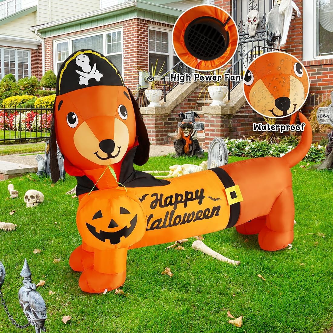 Witchwood™ Halloween Inflatable 5 FT Halloween Dog Decorations, Halloween Inflatable Dog with Built-in Lights, Halloween Decorations Outdoor Clearance For Halloween/Holiday/Garden/Yard