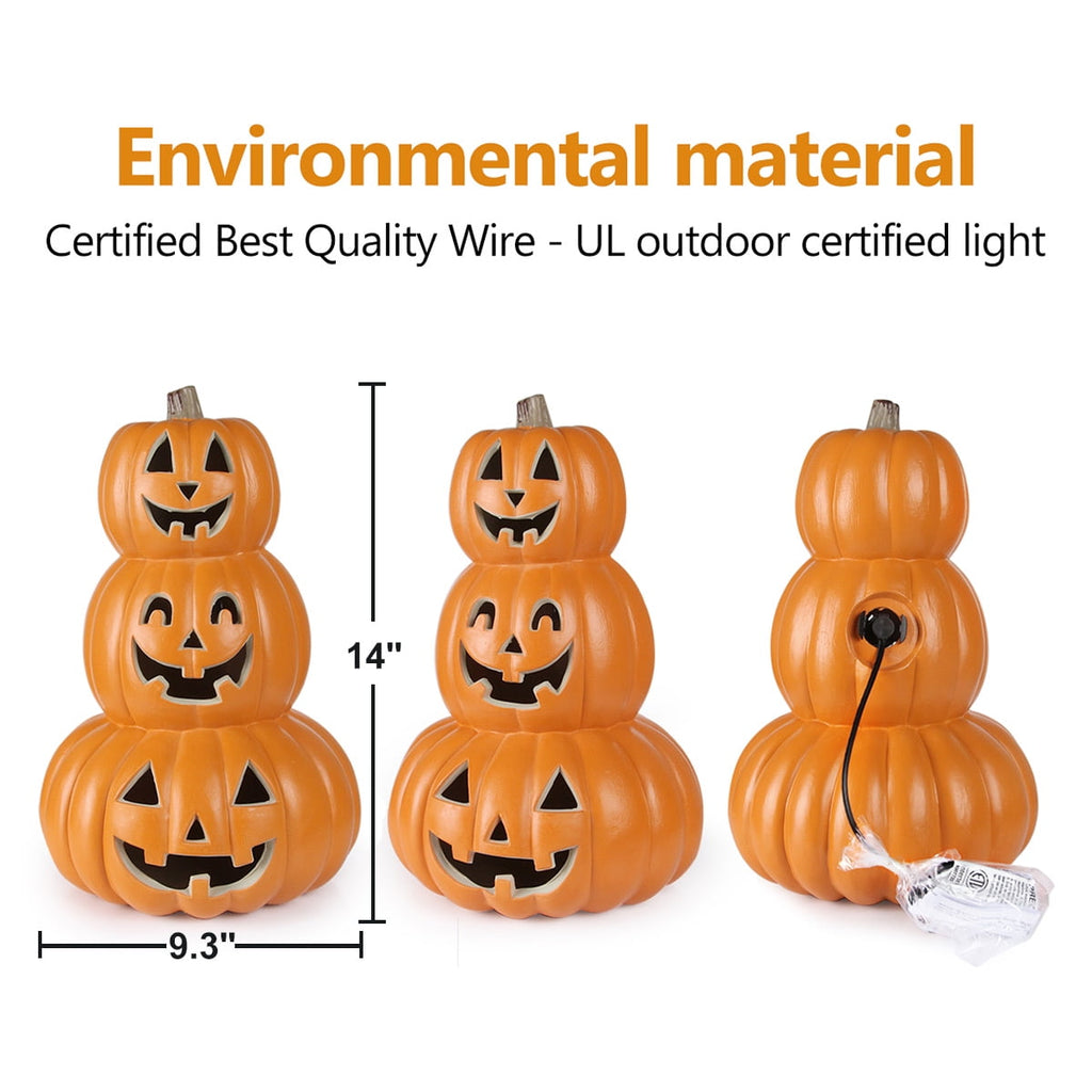 Witchwood™ 14 Inch Light Up Large Jack O Lantern - Halloween Pumpkin Decoration For Indoor/Outdoor