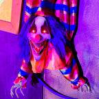 Witchwood™ 47 in Animatronic Hanging Upside Down Clown with Lights and Sound, Halloween Decoration, HHCLOWN-39HLSA