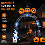 Witchwood™ 10FT Halloween Inflatable Arch for Outdoor Decor, LED Lighted Scary Archway with Ghost & Pumpkin, Blow Up Yard Decoration for Haunted Party Graveyard