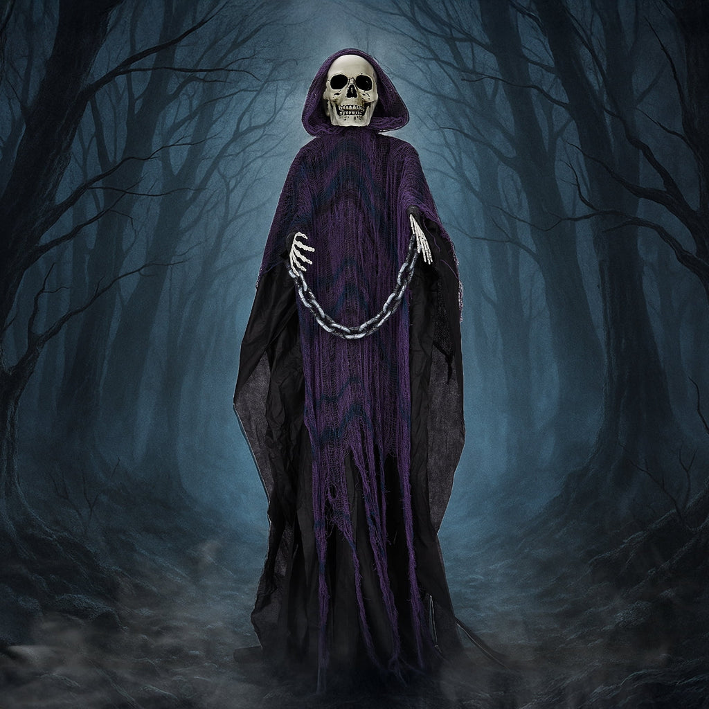 Witchwood™ 6' Halloween Decorations Animatronics Grim Reaper, Sound-Actived Party Deco for Garden Yard Lawn