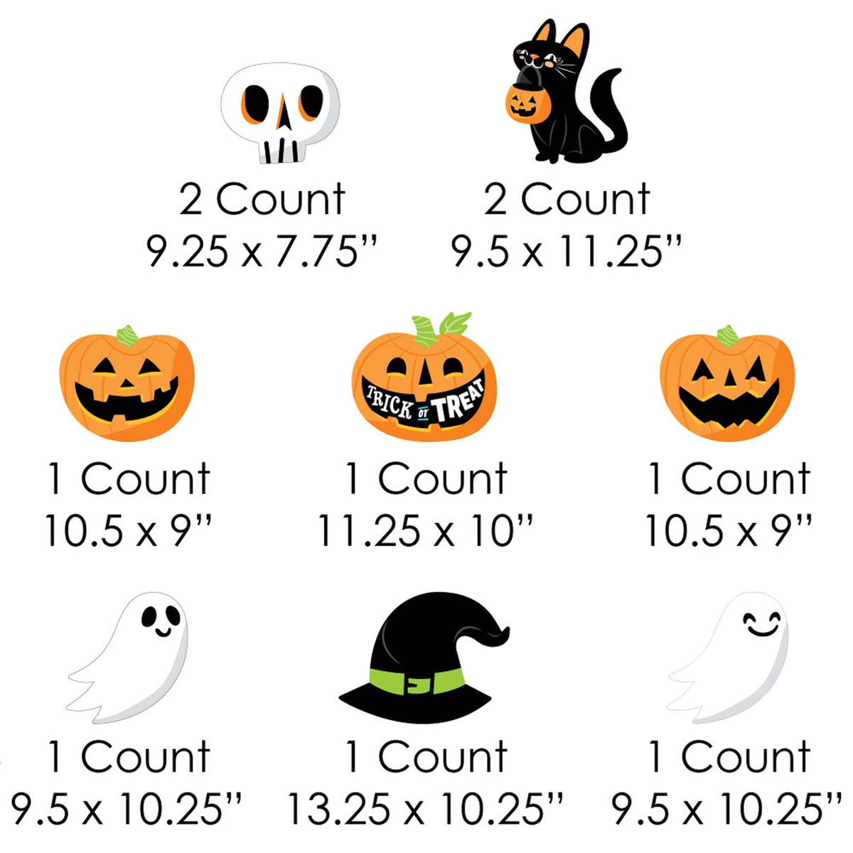 Witchwood™ Big Dot of Happiness Jack-O'-Lantern Halloween - Black Cat Ghost Skull & Witch Hat Lawn Decor - Outdoor Kids Halloween Party Yard Decorations - 10 Pc