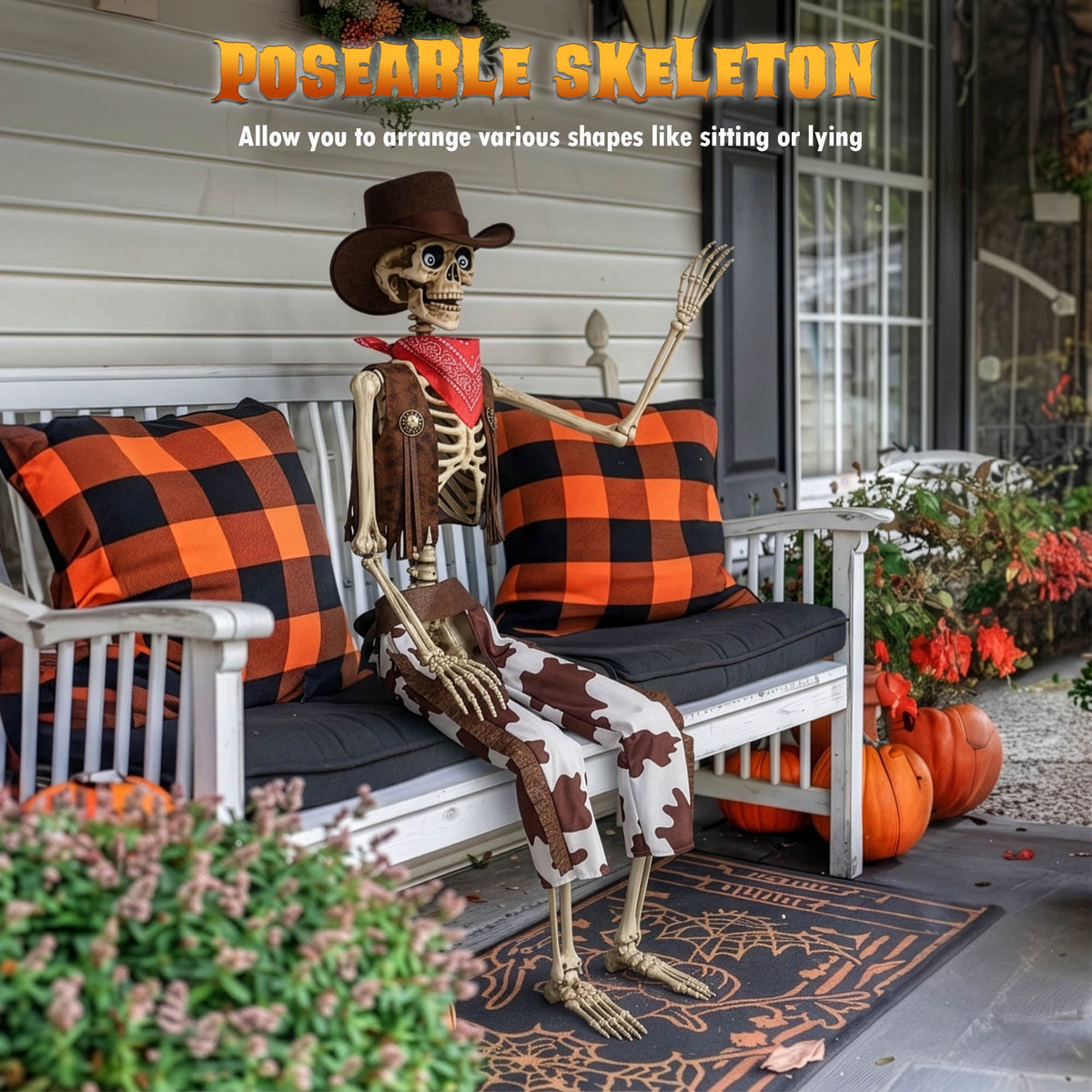 Witchwood™ Yescom Halloween 5.6Ft Life Size Skeleton Cowboy Detailed Costume Outdoor Indoor Haunted House Props Decor 2026