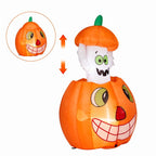 Witchwood™ 2.8FT Halloween Inflatable Animated Pumpkin Ghost, 2 White LED Lights, Weather-Resistant Polyester, for Small Spaces/Accent Decor