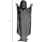 Witchwood™ Outsunny 74" Life Size Outdoor Halloween Decorations Skeleton Witch, Animated Prop Animatronic Decor with Sound and Motion Activated, Light Up Eyes and Chest, Howling and Chain Sound