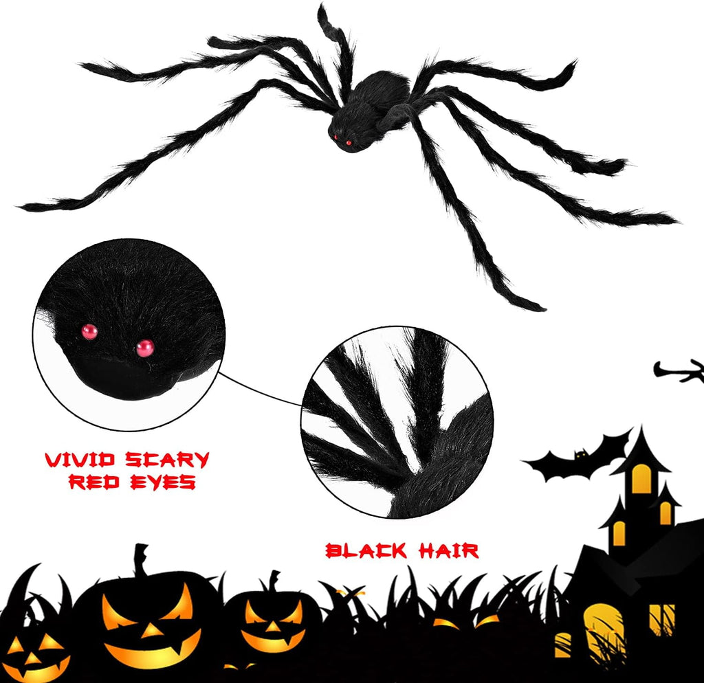 Witchwood™ 3 Pack 5 FT Giant Spider Halloween Decorations,Scary Spider Halloween Decorations Outdoor Party Decorations Props Halloween Yard Decorations,Black