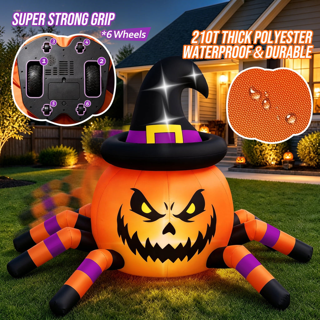 Witchwood™ (2 pack) 2.6ft Remote Control Halloween Inflatable with Music Lights,Pumpkin Spider Car Blow ups Rc Car,Indoor Outdoor Decorations