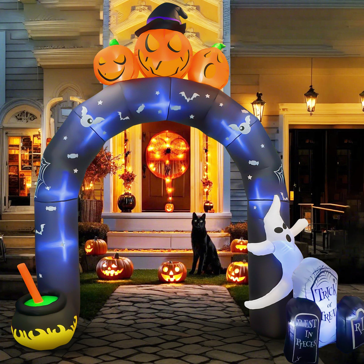 Witchwood™ 10 FT Halloween Inflatables Archway Outdoor Decorations, Scary Halloween Arch Blow Up Yard Decorations for Front Yard Lawn Garden Decor