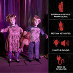 Witchwood™ Apocalypse Twins Halloween Animatronics with Red Eyes & Head Sync, 3-Ft