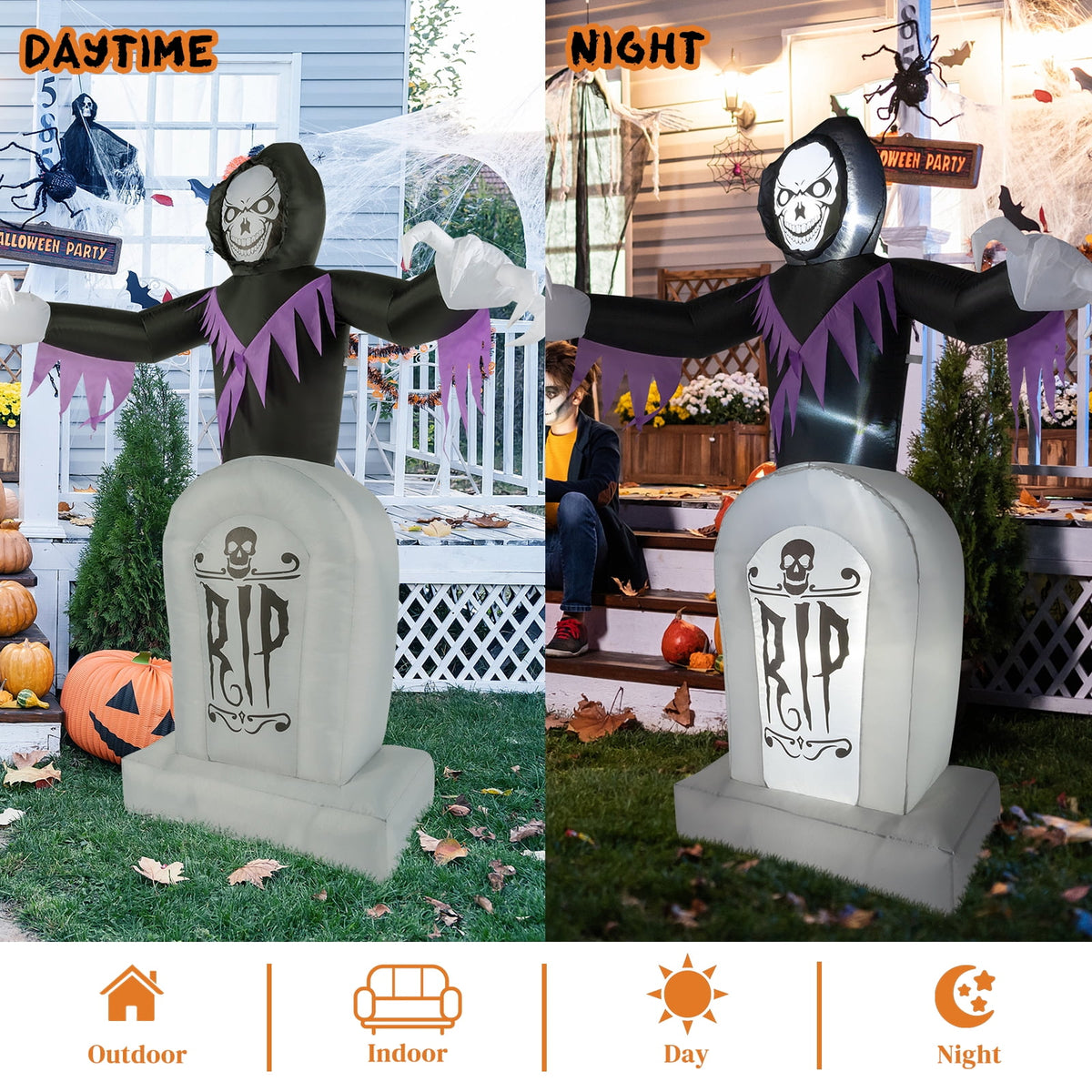 Witchwood™ Inflatable Halloween Decoration 6 FT Reaper for Halloween Party Outdoor, Yard, Garden, Lawn Decorations