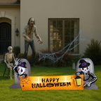 Witchwood™ 9.6FT Halloween Inflatable Skeleton Tombstone Banner, Built-in 4 White LED Lights, Quick Inflation for Yard/Patio/Party