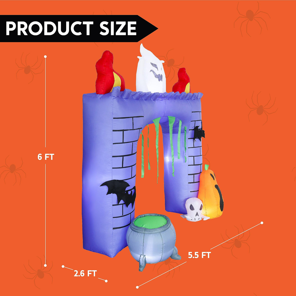 Witchwood™ 6 FT Halloween Inflatable Haunted Castle Decoration,Trunk or Treat Car Decorations Kit Ghost and Pumpkin with Built-in LED Light for Halloween Party Indoor,Outdoor,Yard,Garden Decor