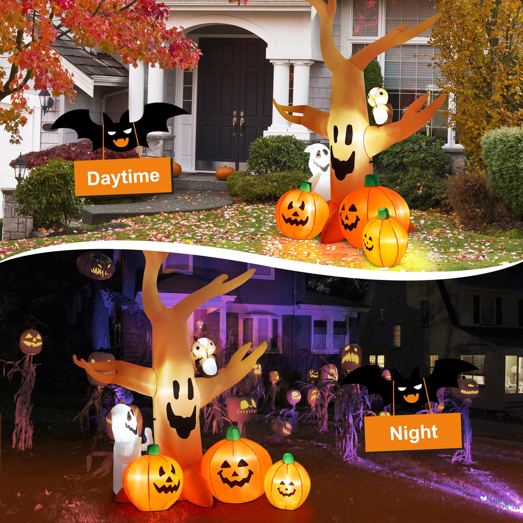 Witchwood™ 8FT Halloween Inflatables Dead Tree,Outdoor Halloween Decorations with Built-in LED Lights,Halloween Blow Up Yard Decorations with Pumpkin,Ghost,and Owl