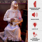Witchwood™ 2.9 ft Animatronic Gravely Granny by Tekky Halloween Decoration with Motion-Activated Sounds, HHGRVLYGRNY-1FLSA