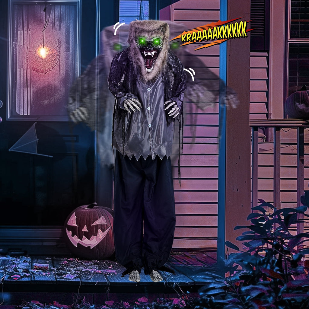 Witchwood™ 7FT Halloween Animatronic Werewolf w/ Werewolf Barking Sound The Sound Activated Halloween Prop