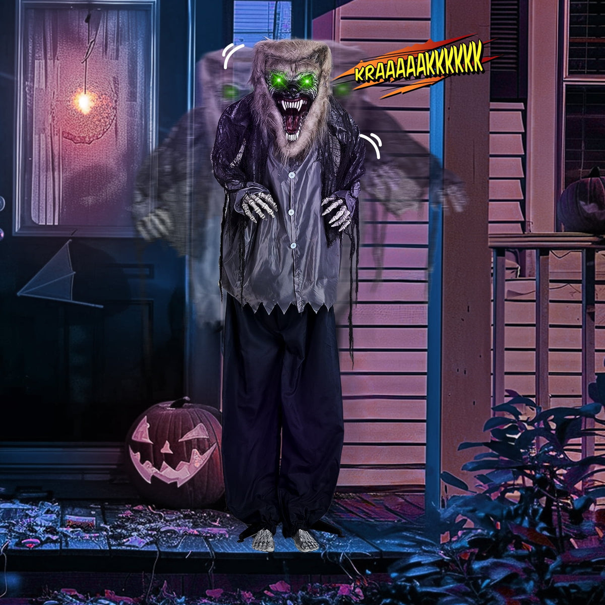 Witchwood™ 7FT Halloween Animatronic Werewolf w/ Werewolf Barking Sound The Sound Activated Halloween Prop