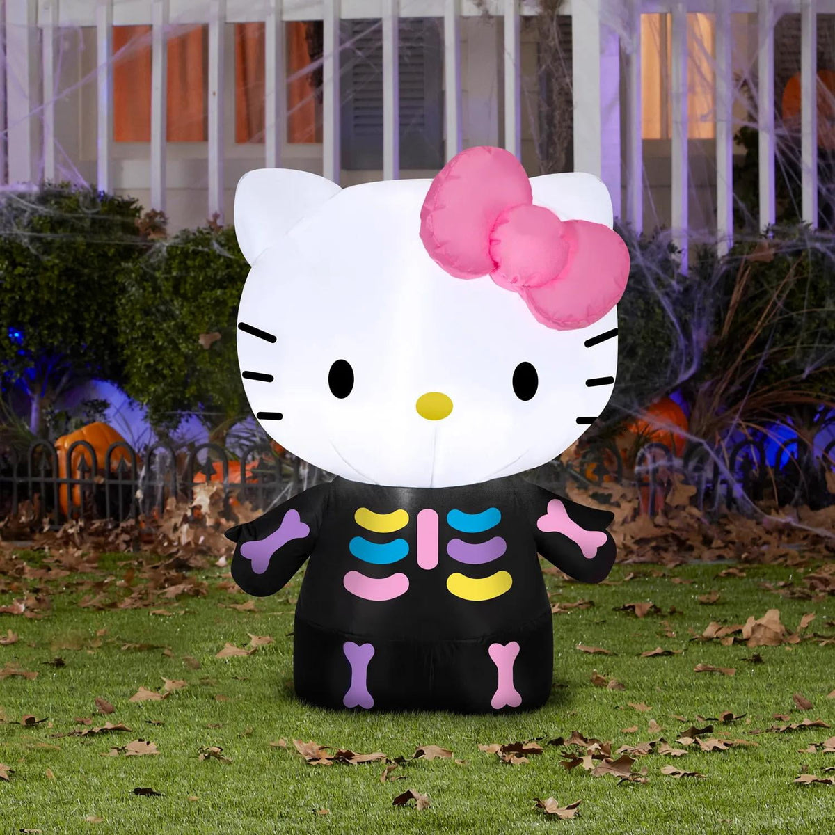 Witchwood™ Hello Kitty Women's Neon Skeleton Halloween Costume Inflatable - Pink Small
