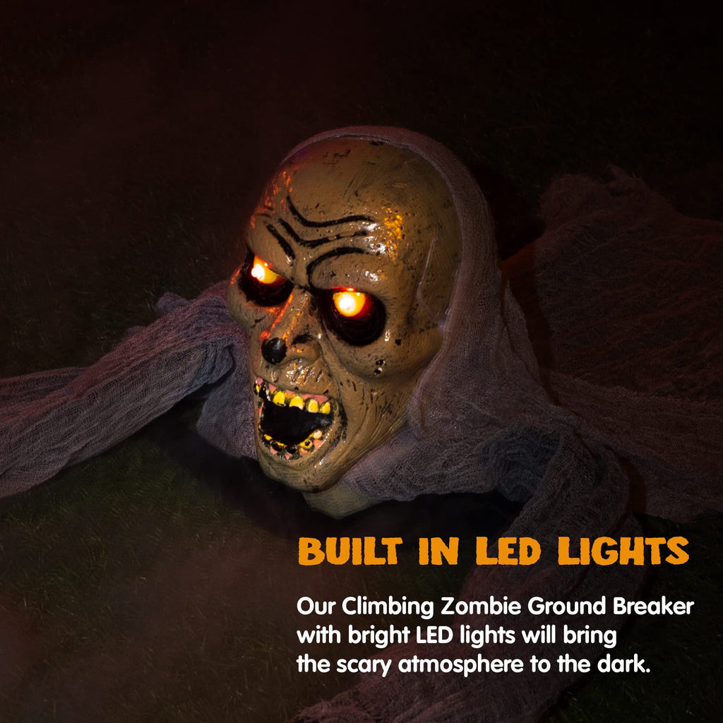 Witchwood™ Halloween Groundbreaker Halloween Decorations Zombie with Sound and Flashing Eyes,Outdoor Scary Halloween Yard Decorations
