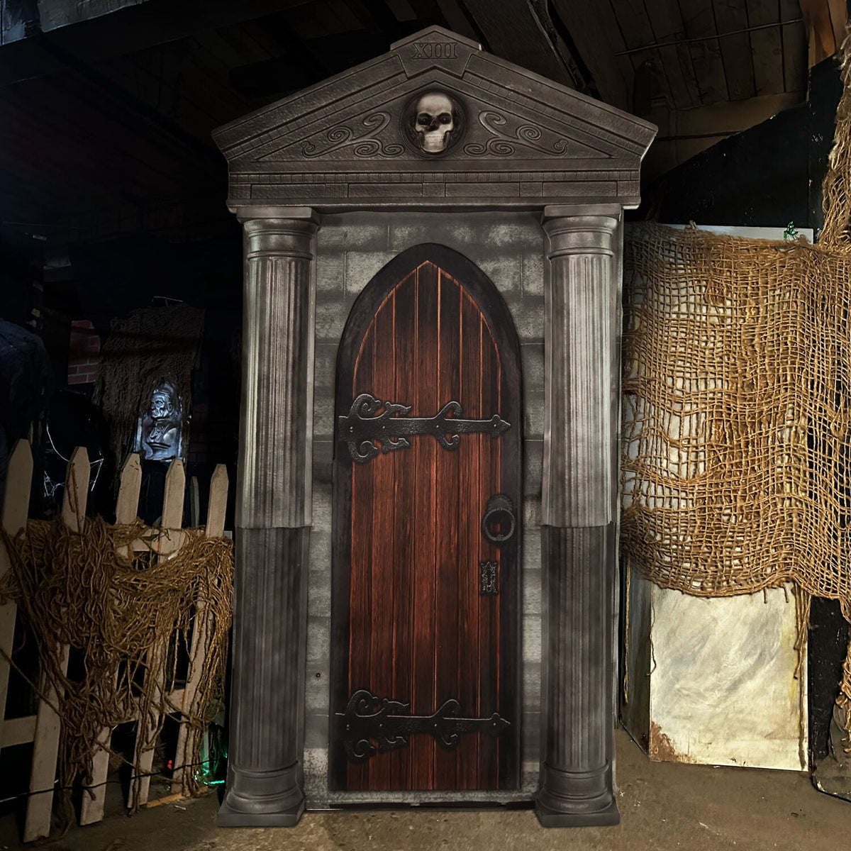 Witchwood™ 6.7 ft. Motion-Triggered Mausoleum Halloween Animatronic by Tekky, HHMAUSOLEUM-1FLSA