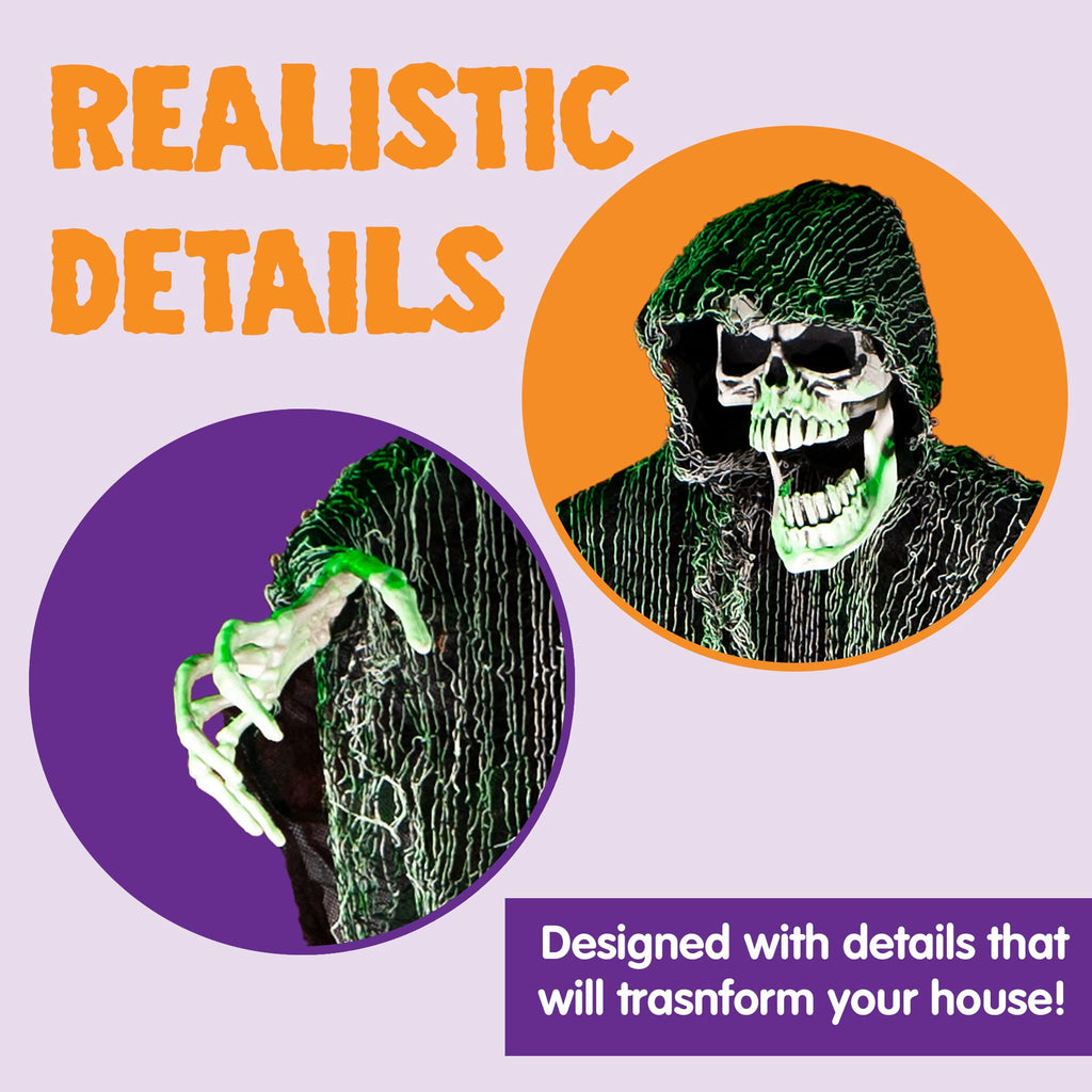 Witchwood™ 3 Pack Halloween Hanging Ghosts,Scary Skeleton Ghosts Grim Reapers Decorations for Halloween Indoor Outdoor Yard Home Decorations