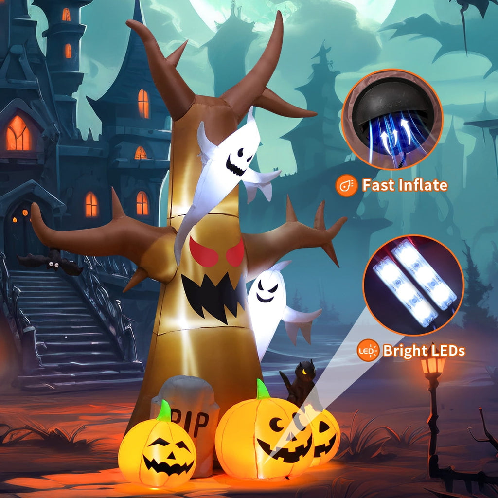 Witchwood™ Halloween Inflatable 11.8 FT Inflatable Halloween Tree, Halloween Inflatable Tree Scary Halloween Blow Up Tree with LED Lights, Outdoor Halloween Decorations Clearance for Halloween/Holiday